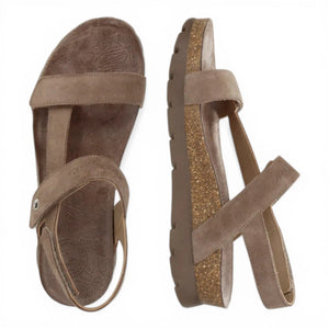 Selma B18 - Women’s Wedge Stone Grey Suede Leather Sandals