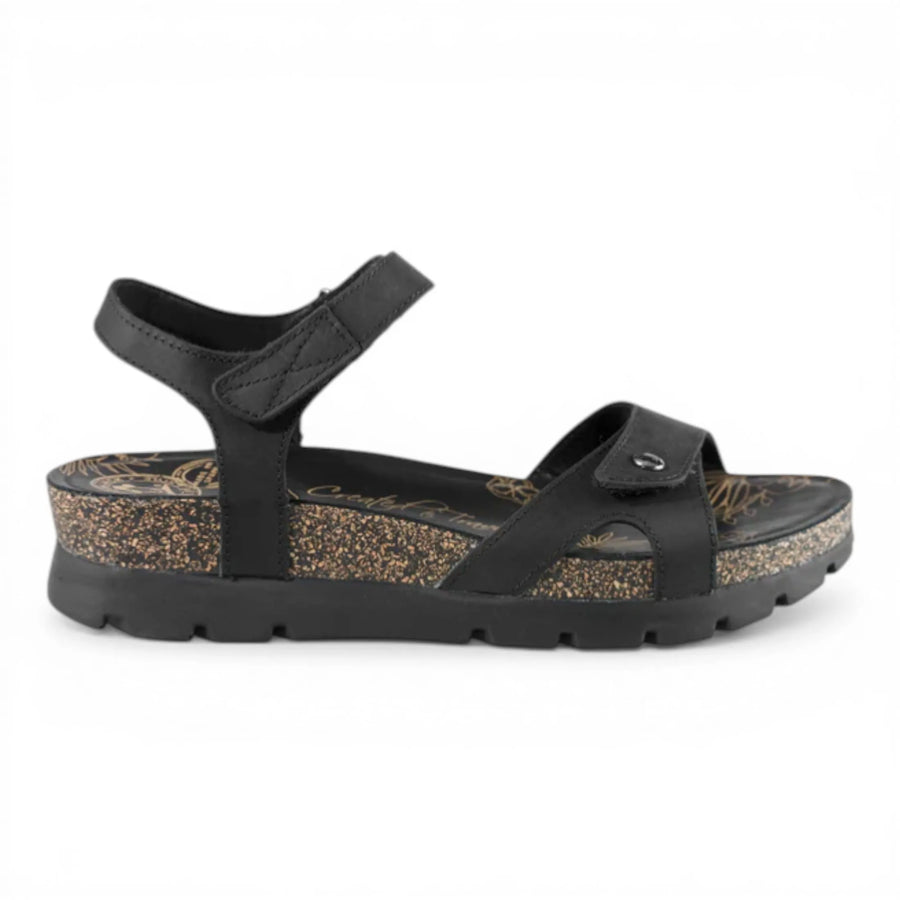 Sulia B2 - Women's Wedge Black Leather Platform Sandals
