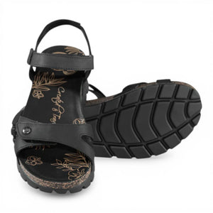 Sulia B2 - Women's Wedge Black Leather Platform Sandals