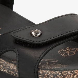 Sulia B2 - Women's Wedge Black Leather Platform Sandals