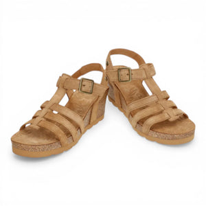 Vero B1 - Women's Wedge Heel Brown Suede Leather Sandals