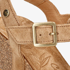 Vero B1 - Women's Wedge Heel Brown Suede Leather Sandals