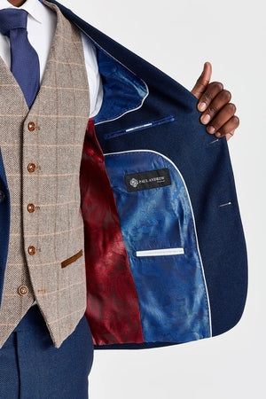 Arthur Navy Suit with Harris Brown Tweed Waistcoat