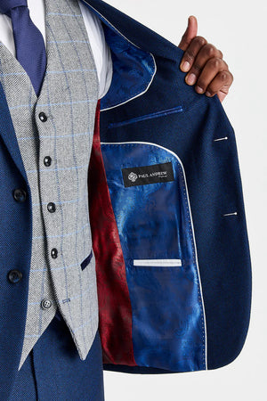 Arthur Navy Suit with Harris Grey Tweed Waistcoat