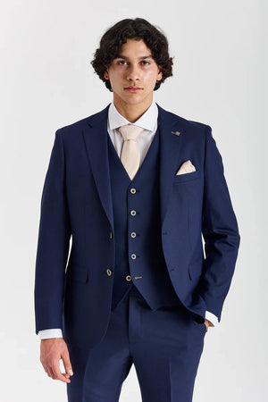 Belmont - Men's Navy Blue 3 Piece Suit-TruClothing