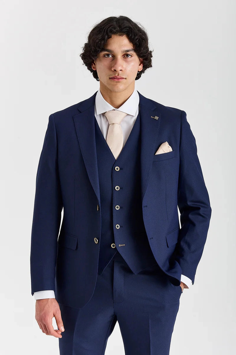 Belmont - Men's Navy Blue 3 Piece Suit-TruClothing