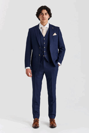 Belmont - Men's Navy Blue 3 Piece Suit-TruClothing