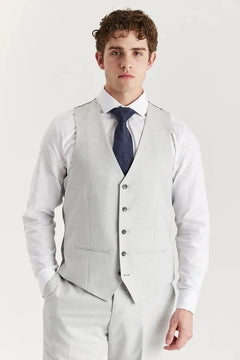 Belmont - Men's Silver Tailored Fit Waistcoat