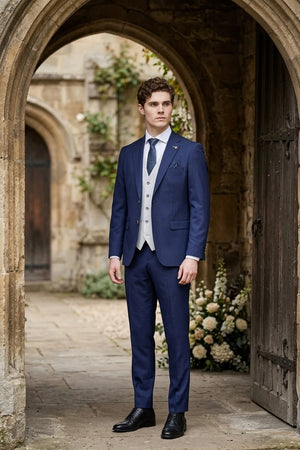 Belmont Navy Suit with Belmont Silver Waistcoat