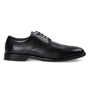 Cambridge - Men's Black Wingtip Brogue Derby Shoes
