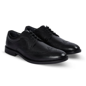 Cambridge - Men's Black Wingtip Brogue Derby Shoes