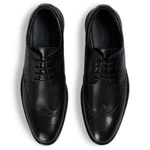 Cambridge - Men's Black Wingtip Brogue Derby Shoes