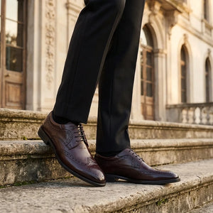 Cambridge - Men's Dark Brown Wingtip Brogue Derby Shoes