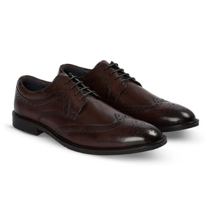 Cambridge - Men's Dark Brown Wingtip Brogue Derby Shoes