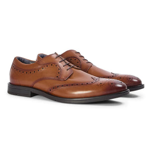 Cambridge - Men's Tan Brown Wingtip Brogue Derby Shoes