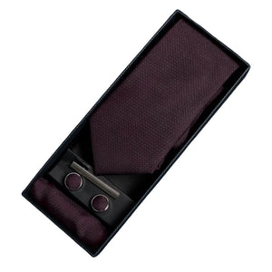 Diamond Neck Tie Gift Set Pocket Square Cuff Links Pin Tie For Shirt Satin-TruClothing