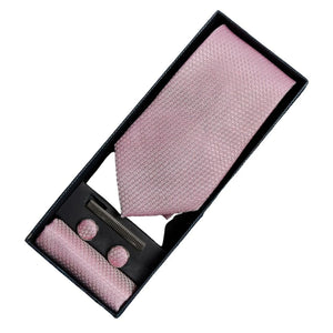 Diamond Neck Tie Gift Set Pocket Square Cuff Links Pin Tie For Shirt Satin-TruClothing