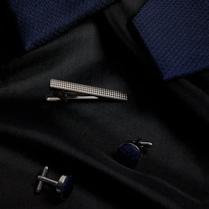 Diamond Neck Tie Gift Set Pocket Square Cuff Links Pin Tie For Shirt Satin-TruClothing