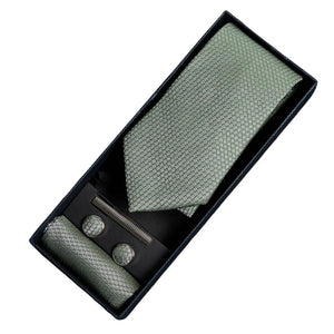 Diamond Neck Tie Gift Set Pocket Square Cuff Links Pin Tie For Shirt Satin-TruClothing