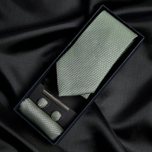 Diamond Neck Tie Gift Set Pocket Square Cuff Links Pin Tie For Shirt Satin-TruClothing