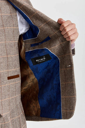 Harris - Boys Brown 3 Piece Wool Blend Tweed Suit-TruClothing