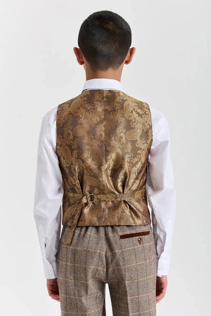 Harris - Boys Brown 3 Piece Wool Blend Tweed Suit-TruClothing