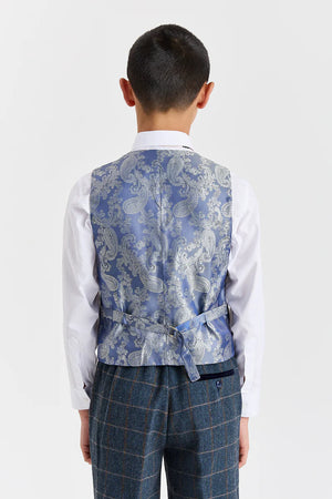 Harris - Boys Navy 3 Piece Wool Blend Tweed Suit