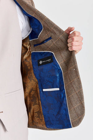 Blazer en tweed Harris Brown, avec gilet et pantalon Mayfair Stone