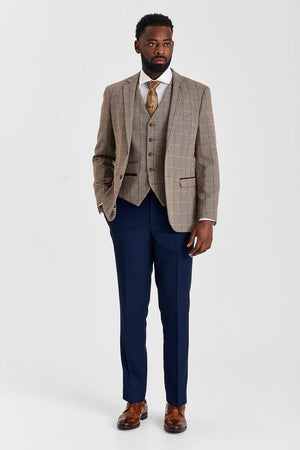 Costume en tweed Harris Brown avec un pantalon Mayfair bleu marine