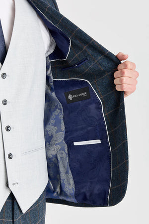 Harris Navy Tweed Suit with Belmont Silver Waistcoat