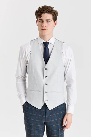 Harris Navy Tweed Suit with Belmont Silver Waistcoat