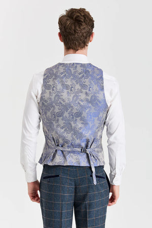 Harris Navy Tweed Suit with Belmont Silver Waistcoat