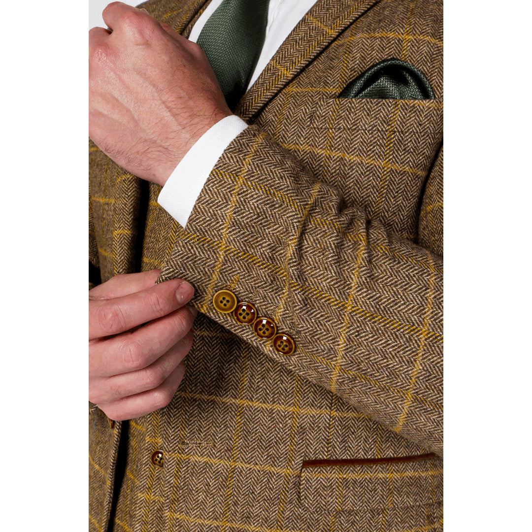 Harris - Blazer de tweed marrón masculino