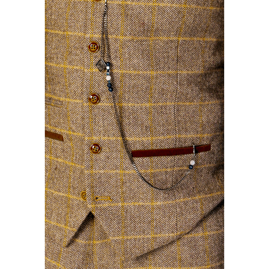 Harris - Men's Brown 3 Piece Tweed Suit