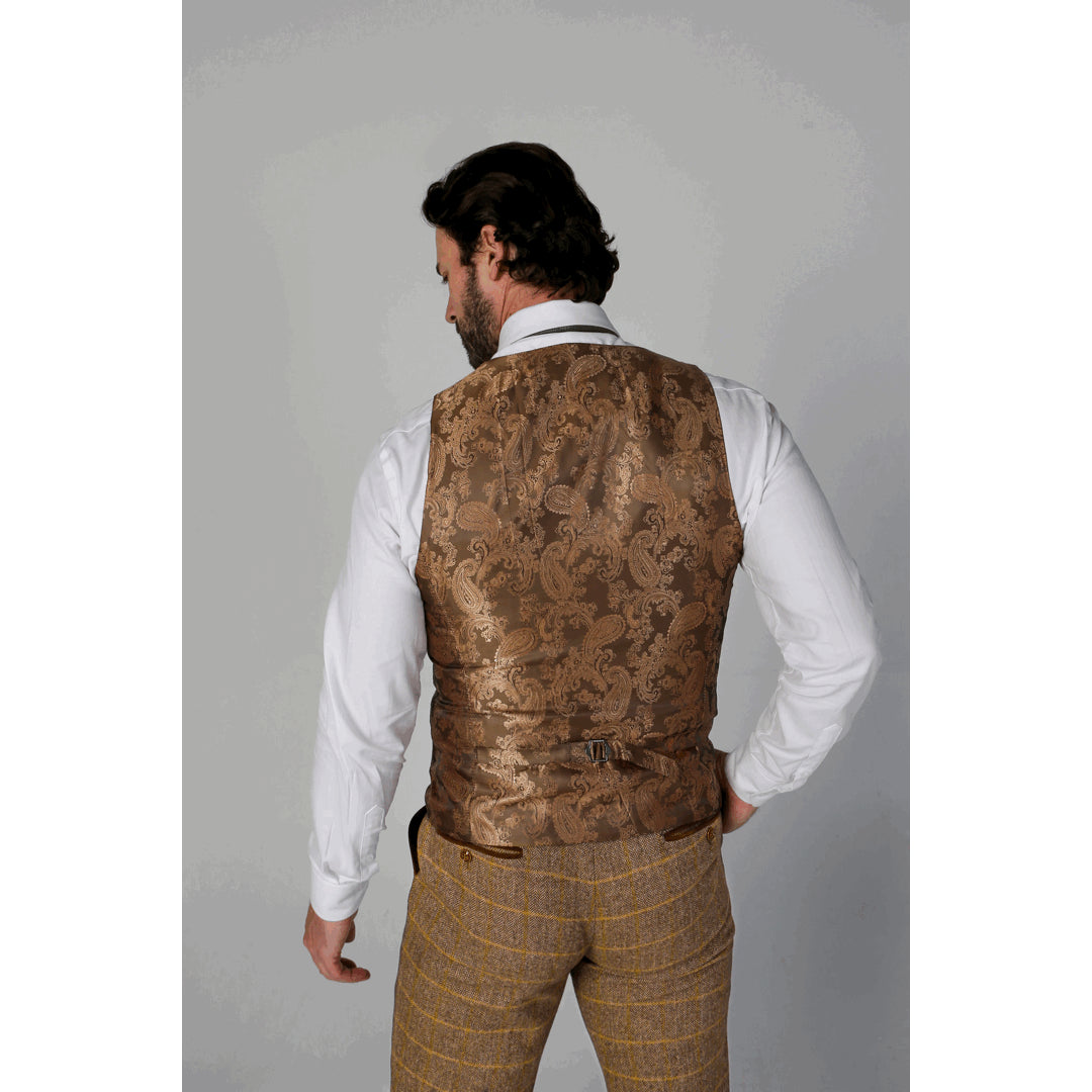 Harris - traje de tweed marrón de 3 piezas para hombres