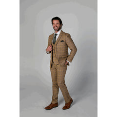 Harris - Men's Brown 3 Piece Tweed Suit