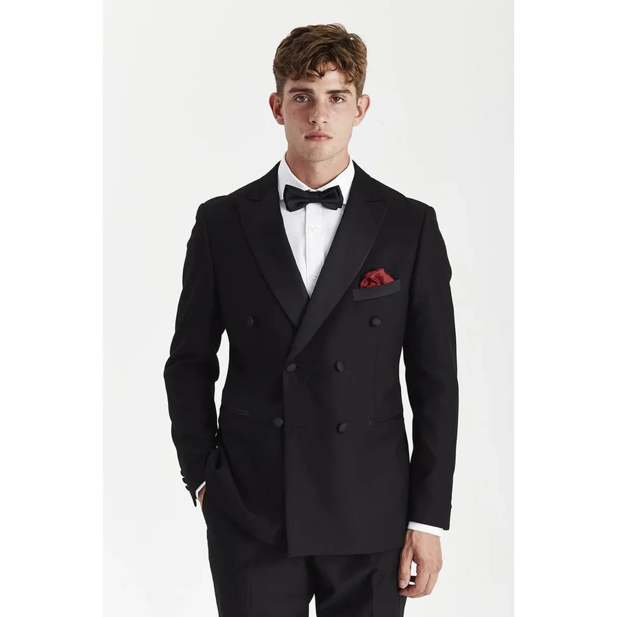 Harry - Men's Black 2 Piece Double Breasted Tuxedo Suit-TruClothing
