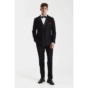 Harry - Men's Black 2 Piece Double Breasted Tuxedo Suit-TruClothing