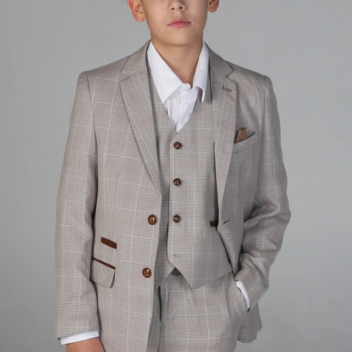 Boys 3 PC fULL Sleeves Suit - Peach