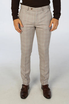 Leo - Pantaloni a quadri beige da uomo