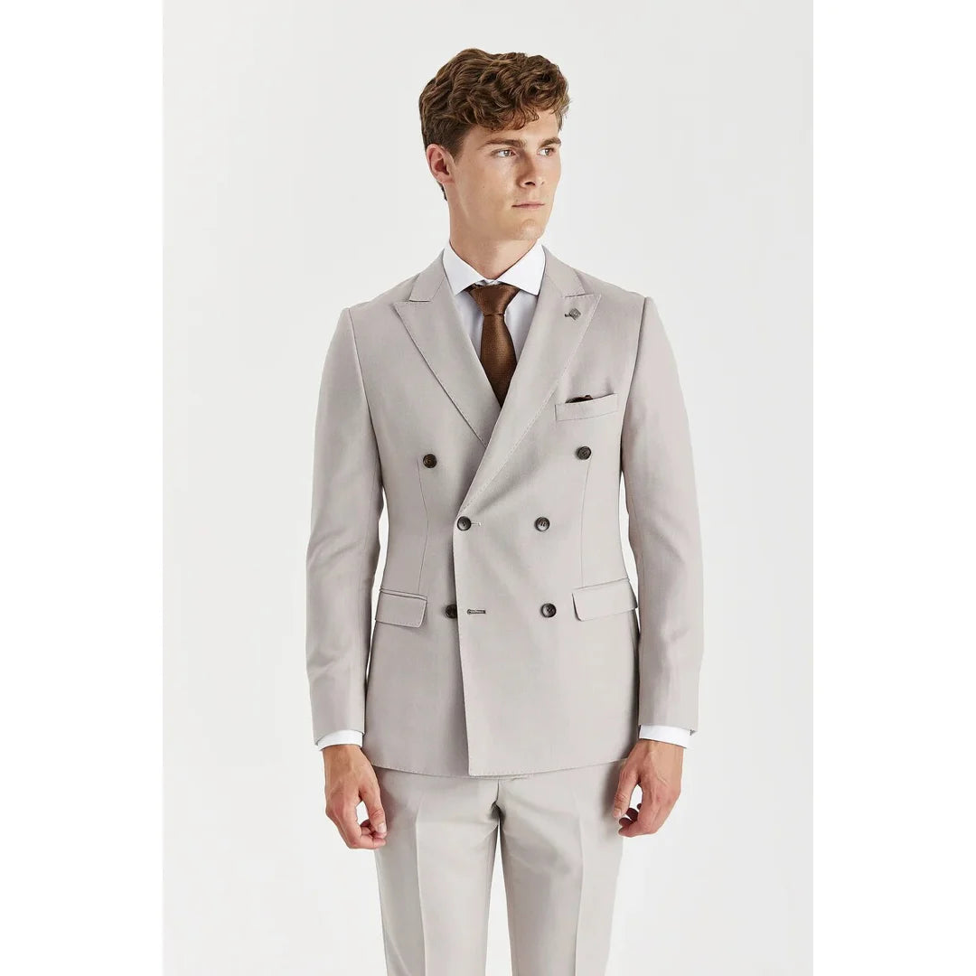 Mayfair - Men's Stone 2 Piece Double Brested Suit-TruClothing