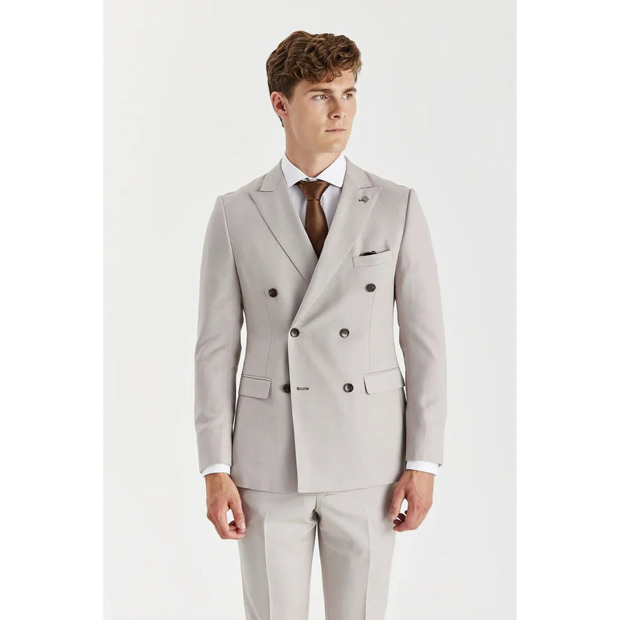 Mayfair - Men's Stone 2 Piece Double Brested Suit-TruClothing