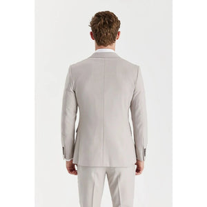 Mayfair - Men's Stone Birdseye Double Breasted Blazer-TruClothing