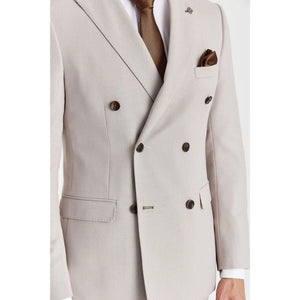 Mayfair - Men's Stone Birdseye Double Breasted Blazer-TruClothing