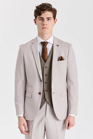 Costume « Mayfair Stone » à texture, avec gilet en tweed « Harris Brown »