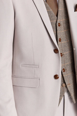 Costume « Mayfair Stone » à texture, avec gilet en tweed « Harris Brown »
