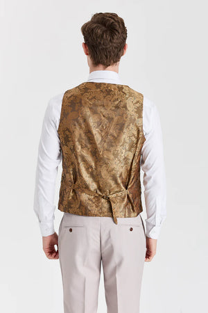 Costume « Mayfair Stone » à texture, avec gilet en tweed « Harris Brown »