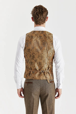 Oscar - Men's 3 Piece Brown Wool Blend Tweed Suit-TruClothing
