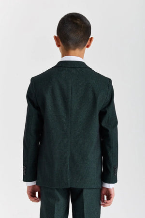 Regent - Boys Green 3 Piece Prince Of Wales Checked Suit-TruClothing