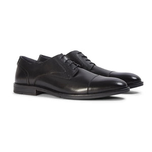 Regent - Men's Black Burnished Leather Derby Shoes